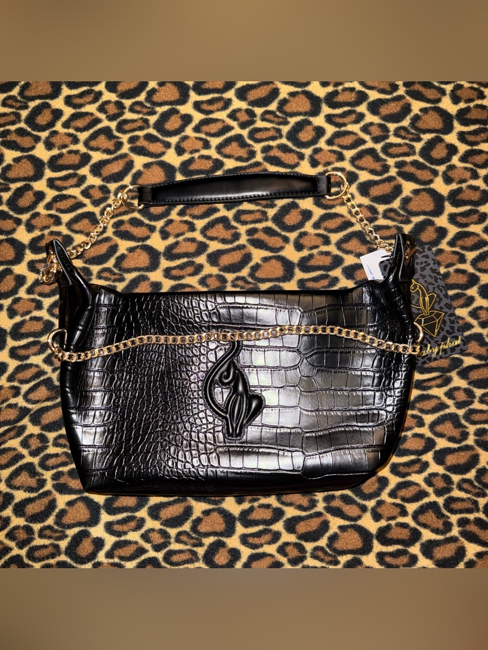NWT Baby Phat Black Crocodile Shoulder Bag
